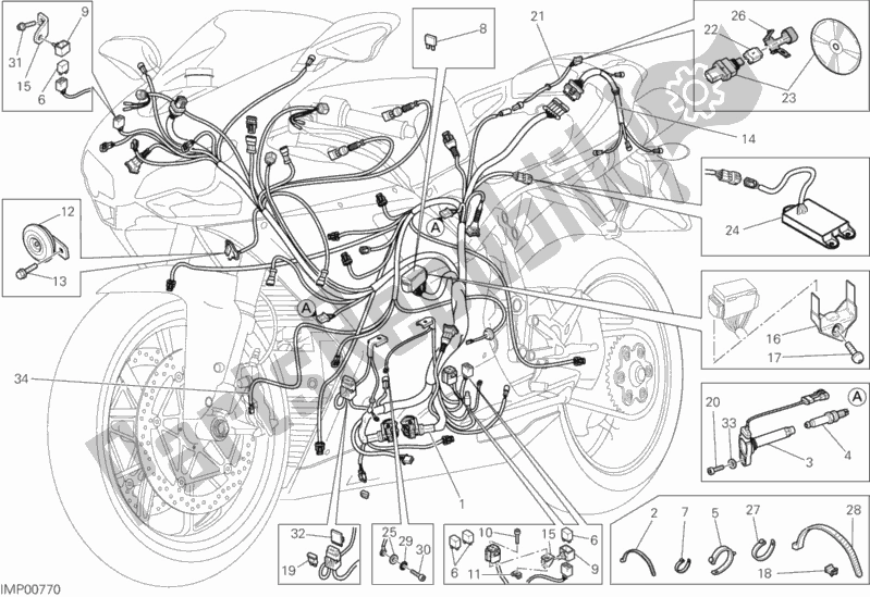 Todas as partes de Chicote De Fiação do Ducati Superbike 848 EVO Corse SE 2013